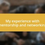 My experience with mentorship and networking